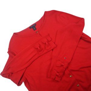 tommy hilfiger red bow sleeve XL Cardigan sweater